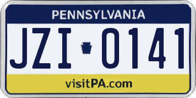PA license plate JZI0141