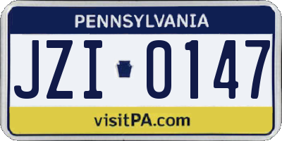 PA license plate JZI0147