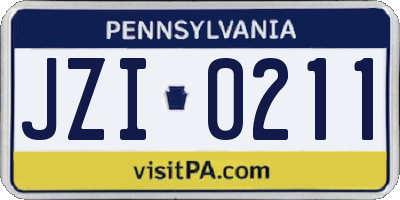 PA license plate JZI0211