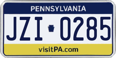 PA license plate JZI0285