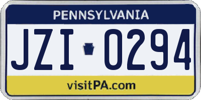 PA license plate JZI0294