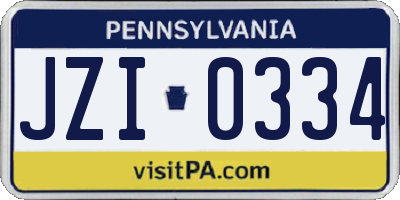 PA license plate JZI0334