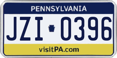 PA license plate JZI0396