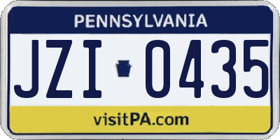 PA license plate JZI0435