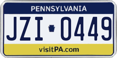 PA license plate JZI0449