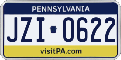 PA license plate JZI0622