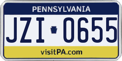 PA license plate JZI0655