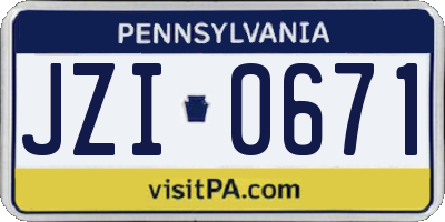 PA license plate JZI0671