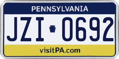 PA license plate JZI0692