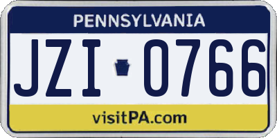 PA license plate JZI0766