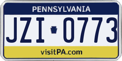PA license plate JZI0773