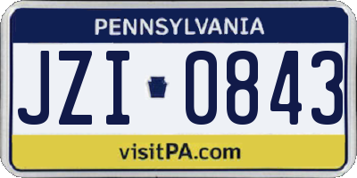 PA license plate JZI0843