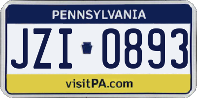 PA license plate JZI0893