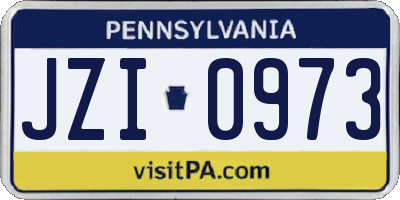 PA license plate JZI0973
