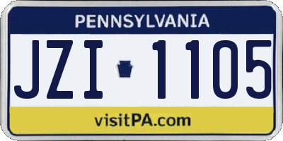 PA license plate JZI1105