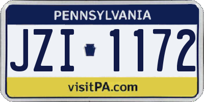 PA license plate JZI1172