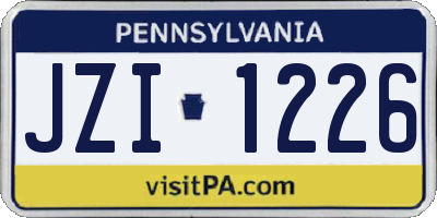 PA license plate JZI1226