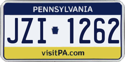 PA license plate JZI1262