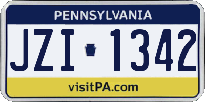 PA license plate JZI1342