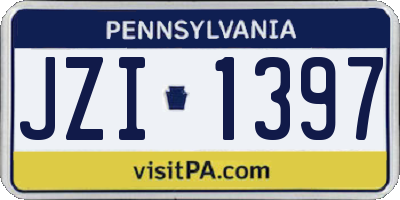 PA license plate JZI1397