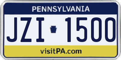 PA license plate JZI1500