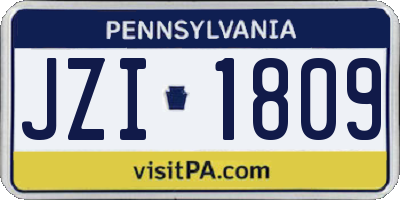PA license plate JZI1809