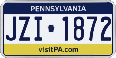 PA license plate JZI1872