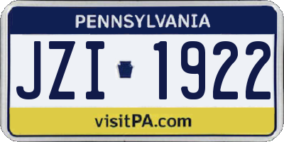 PA license plate JZI1922