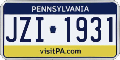 PA license plate JZI1931