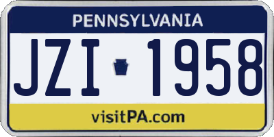 PA license plate JZI1958