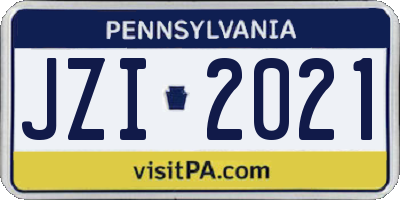 PA license plate JZI2021