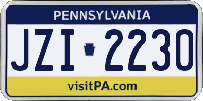 PA license plate JZI2230