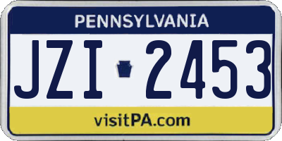 PA license plate JZI2453
