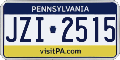PA license plate JZI2515