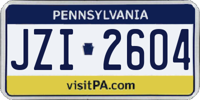PA license plate JZI2604