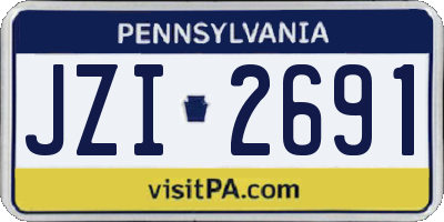 PA license plate JZI2691