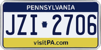 PA license plate JZI2706