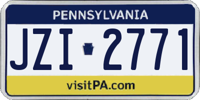 PA license plate JZI2771