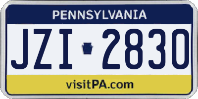 PA license plate JZI2830