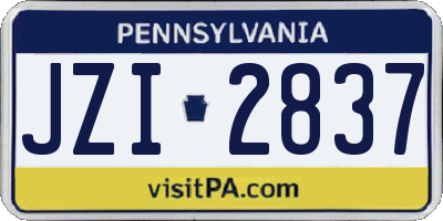 PA license plate JZI2837
