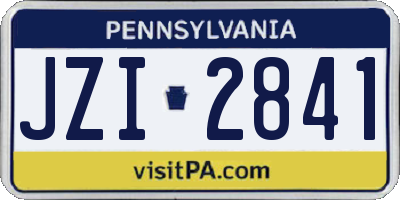 PA license plate JZI2841