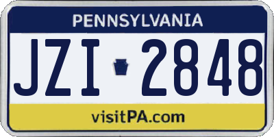 PA license plate JZI2848
