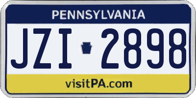 PA license plate JZI2898