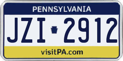 PA license plate JZI2912