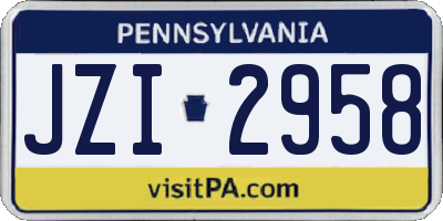 PA license plate JZI2958
