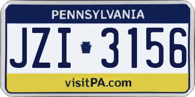 PA license plate JZI3156