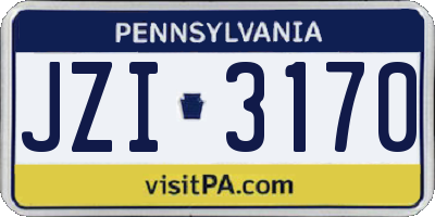 PA license plate JZI3170