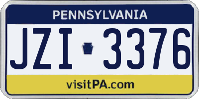 PA license plate JZI3376