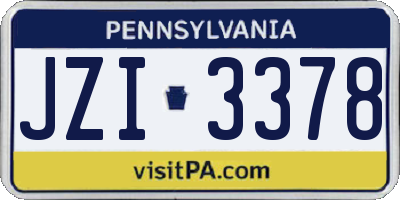 PA license plate JZI3378