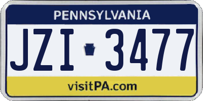 PA license plate JZI3477